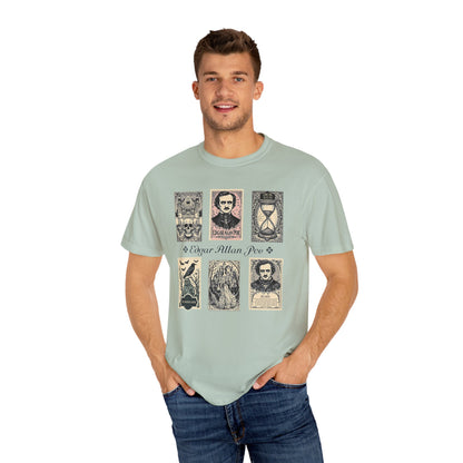 Edgar Allan Poe T-Shirt Gothic Graphic Tee The Raven Nevermore Quote Horror Literature Shirt Dark Academia Aesthetic Halloween Party Gift