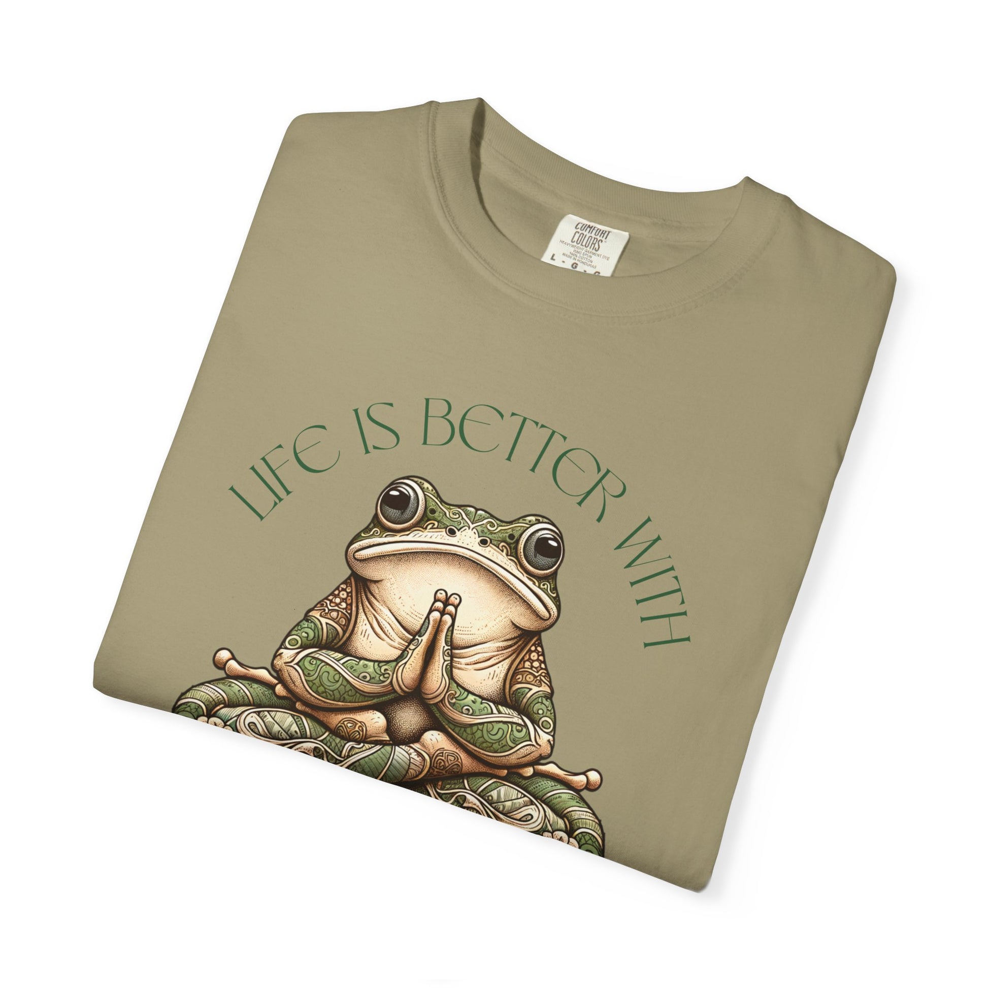 Green Yoga Frog Life Is Better With Yoga Unisex T-Shirt, Casual Wear, Highlander Fan Gift, T-Shirt Printify