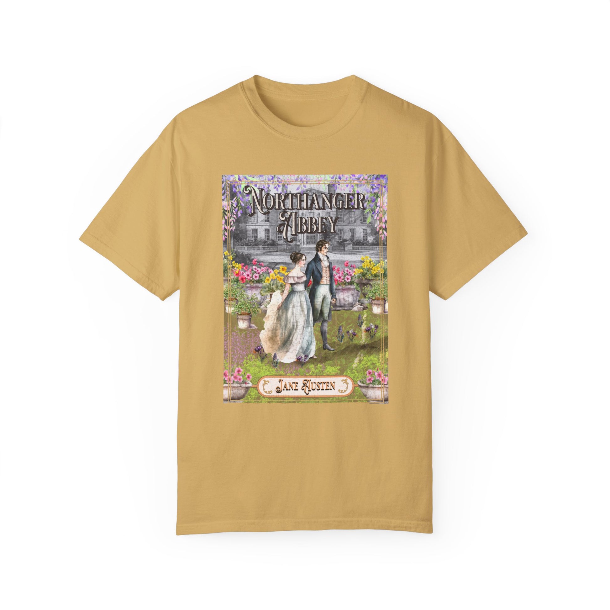 Jane Austen Comfort Colors TShirt, Northanger Abbey Historical Romance, Bookish Literary Jane Austen Fan Art Gift, Gift for Her Bookclub Tee T-Shirt Printify Mustard S 