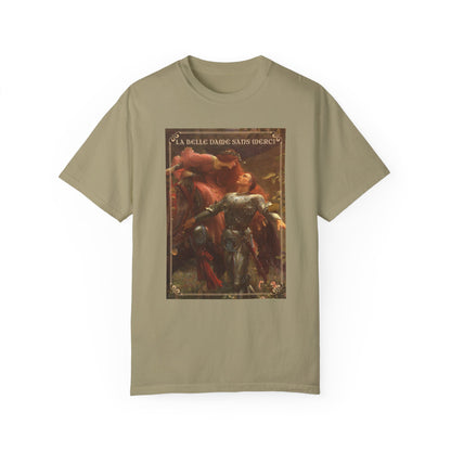 La Belle Dame Sans Merci Print T-Shirt Renaissance Renfaire Theme Merch Perfect Comfortable Medieval Festival Shirt Art History Lover Gift T-Shirt Printify Khaki S