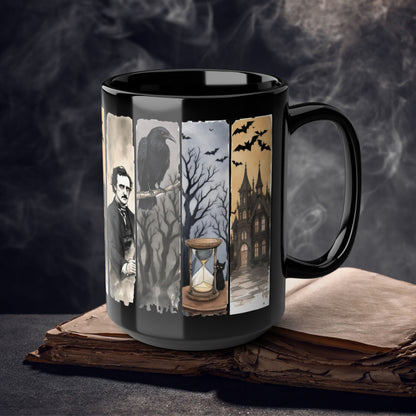 Edgar Allan Poe Mug Gothic Literary Gift For Book Lover Dark Academia Macabre Fall Coffee Cup Halloween Poetember Party Gift For Bookclub Mug Printify 15oz