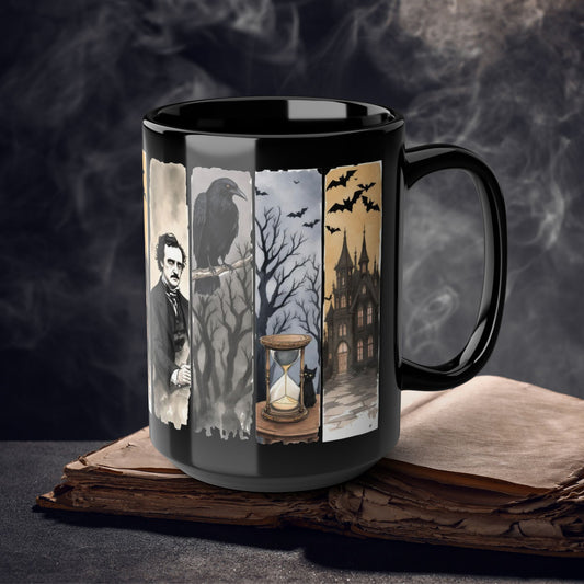 Edgar Allan Poe Mug Gothic Literary Gift For Book Lover Dark Academia Macabre Fall Coffee Cup Halloween Poetember Party Gift For Bookclub Mug Printify 15oz