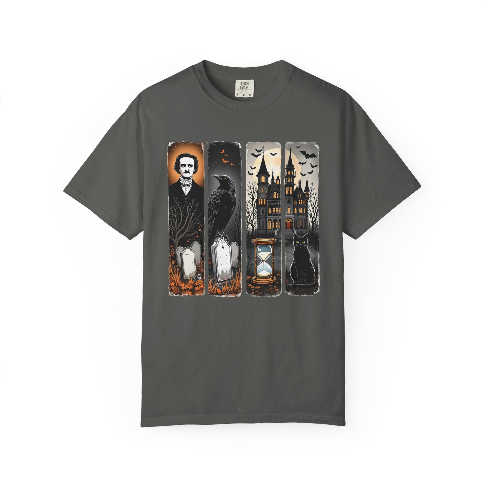 Edgar Allan Poe T-Shirt Gothic Graphic Tee The Raven Nevermore Quote Horror Literature Shirt Dark Academia Aesthetic Halloween Party Gift T-Shirt Printify Pepper S