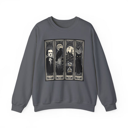 Edgar Allan Poe Sweatshirt The Raven Nevermore Gothic Horror Sweater Dark Academia Macabre Halloween Gift for Book Lovers Birthday Christmas Sweatshirt Printify Charcoal S