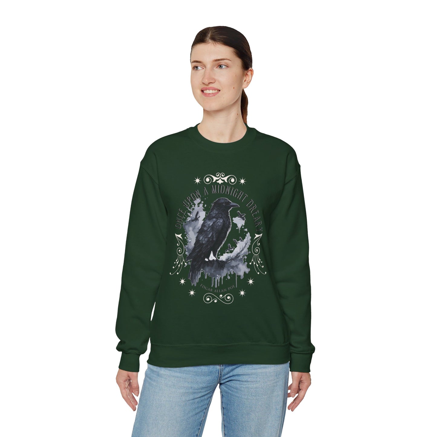 Edgar Allan Poe, The Raven Sweatshirt, Poet, Poetry Lover Sweater, Book Lover, Haunting Gothic Gift, Light, Dark Academia, Horror Movie Top Sweatshirt Printify   