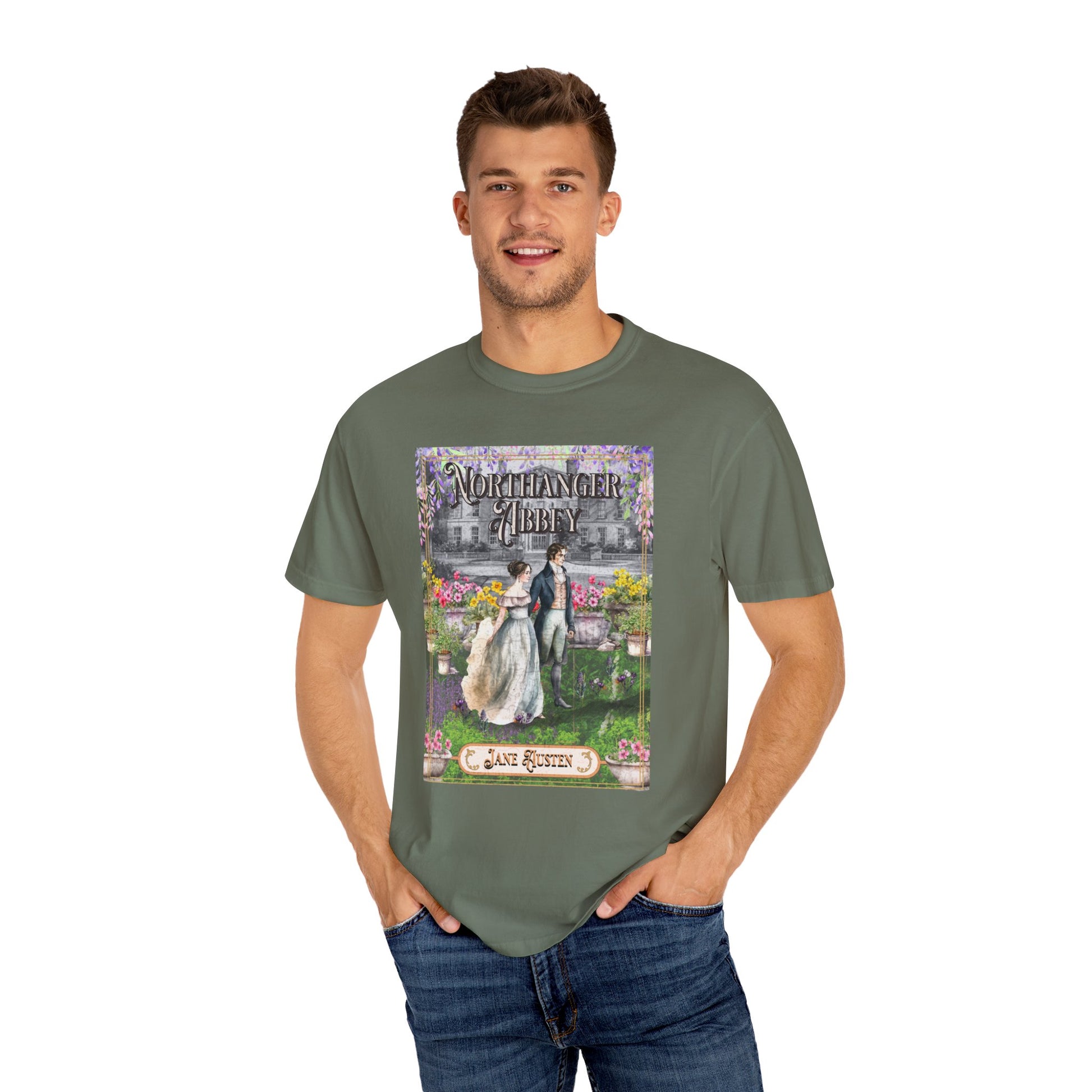 Jane Austen Comfort Colors TShirt, Northanger Abbey Historical Romance, Bookish Literary Jane Austen Fan Art Gift, Gift for Her Bookclub Tee T-Shirt Printify   