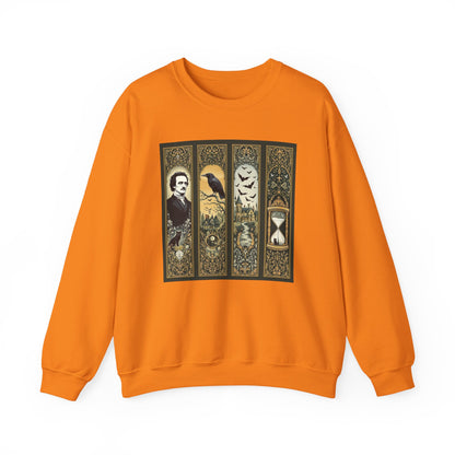 Edgar Allan Poe Sweatshirt The Raven Nevermore Gothic Horror Sweater Dark Academia Macabre Halloween Gift for Book Lovers Birthday Christmas Sweatshirt Printify Safety Orange S