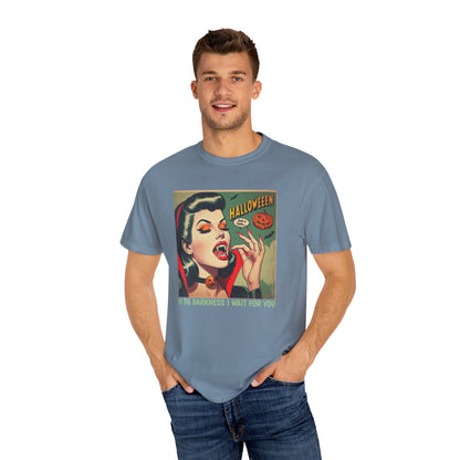 Vampire Retro Comic TShirt Dark Romance Gift Vampire Lovers Shirt Halloween Party Gift For Her Paranormal Vintage Comic Book Reader Goth Tee T-Shirt Printify   