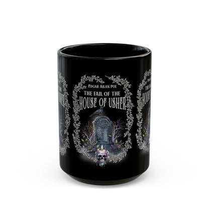 Edgar Allan Poe Coffee Mug The Raven The Fall Of The House of Usher Goth Haunting Horror Movie Books Dark Academia Halloween Bookclub Gift Mug Printify 15oz  