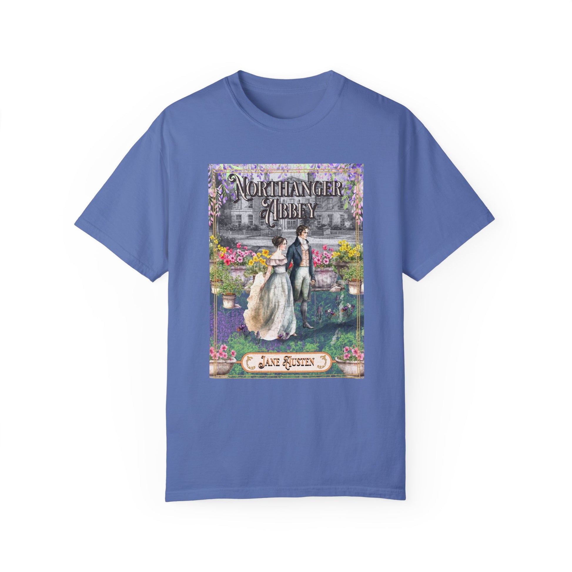 Jane Austen Comfort Colors TShirt, Northanger Abbey Historical Romance, Bookish Literary Jane Austen Fan Art Gift, Gift for Her Bookclub Tee T-Shirt Printify Mystic Blue S 