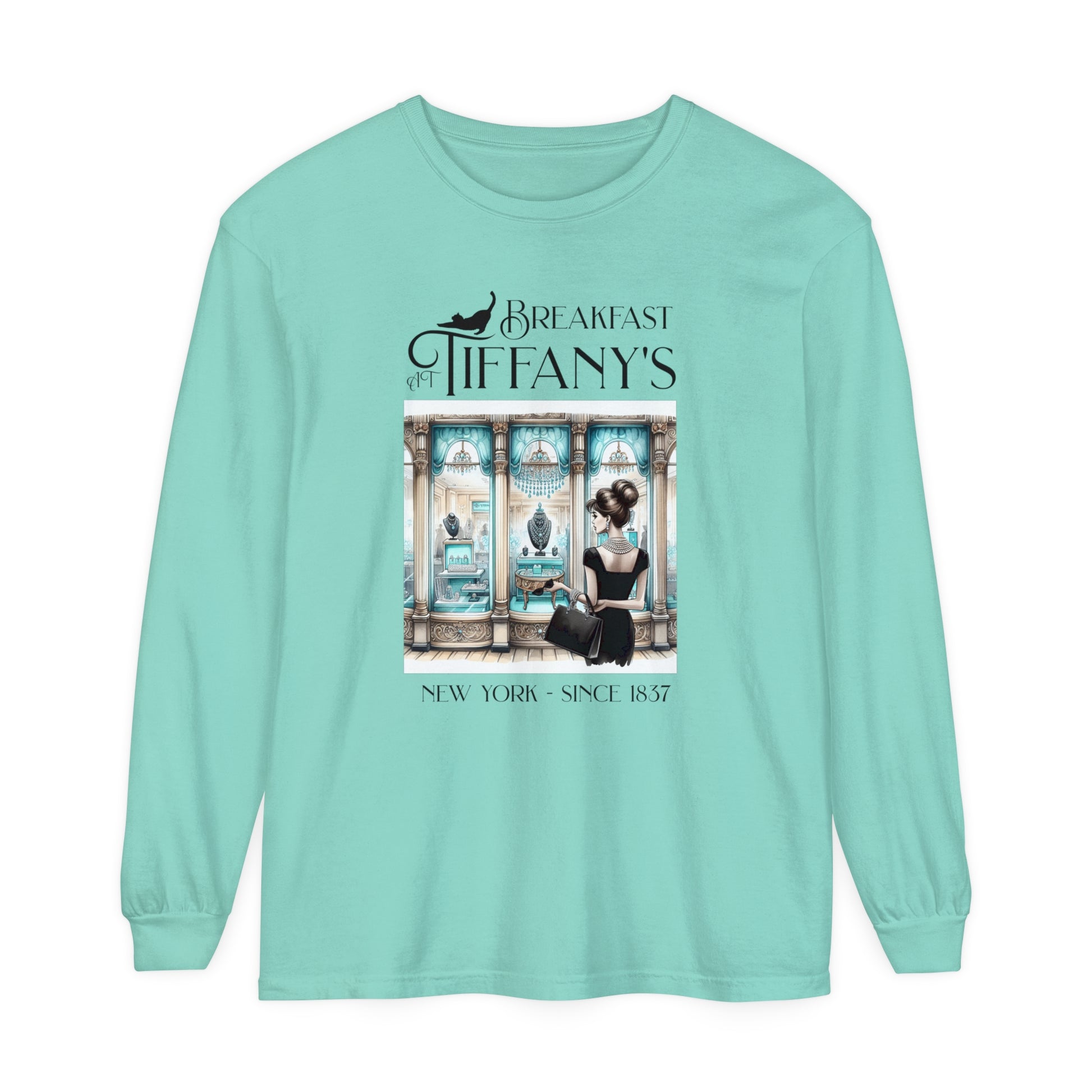 Breakfast at Tiffany's Shirt Audrey Hepburn Gift Girls Weekend Trip Shirt Gift for Bridal Shower Birthday Gift Party Favors Cruise T Shirt Long-sleeve Printify Island Reef S 