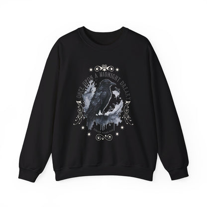 Edgar Allan Poe, The Raven Sweatshirt, Poet, Poetry Lover Sweater, Book Lover, Haunting Gothic Gift, Light, Dark Academia, Horror Movie Top Sweatshirt Printify S Black 