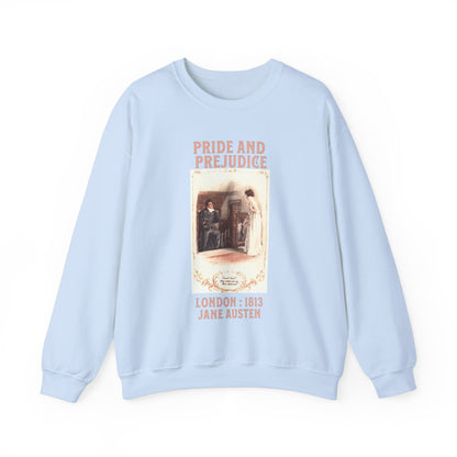 Jane Austen Sweatshirt, Pride & Prejudice Historical Romance Sweater, Bookish Literary Jane Austen Fan Art, Gift for Her, Bookclub Shirt Sweatshirt Printify S Light Blue 