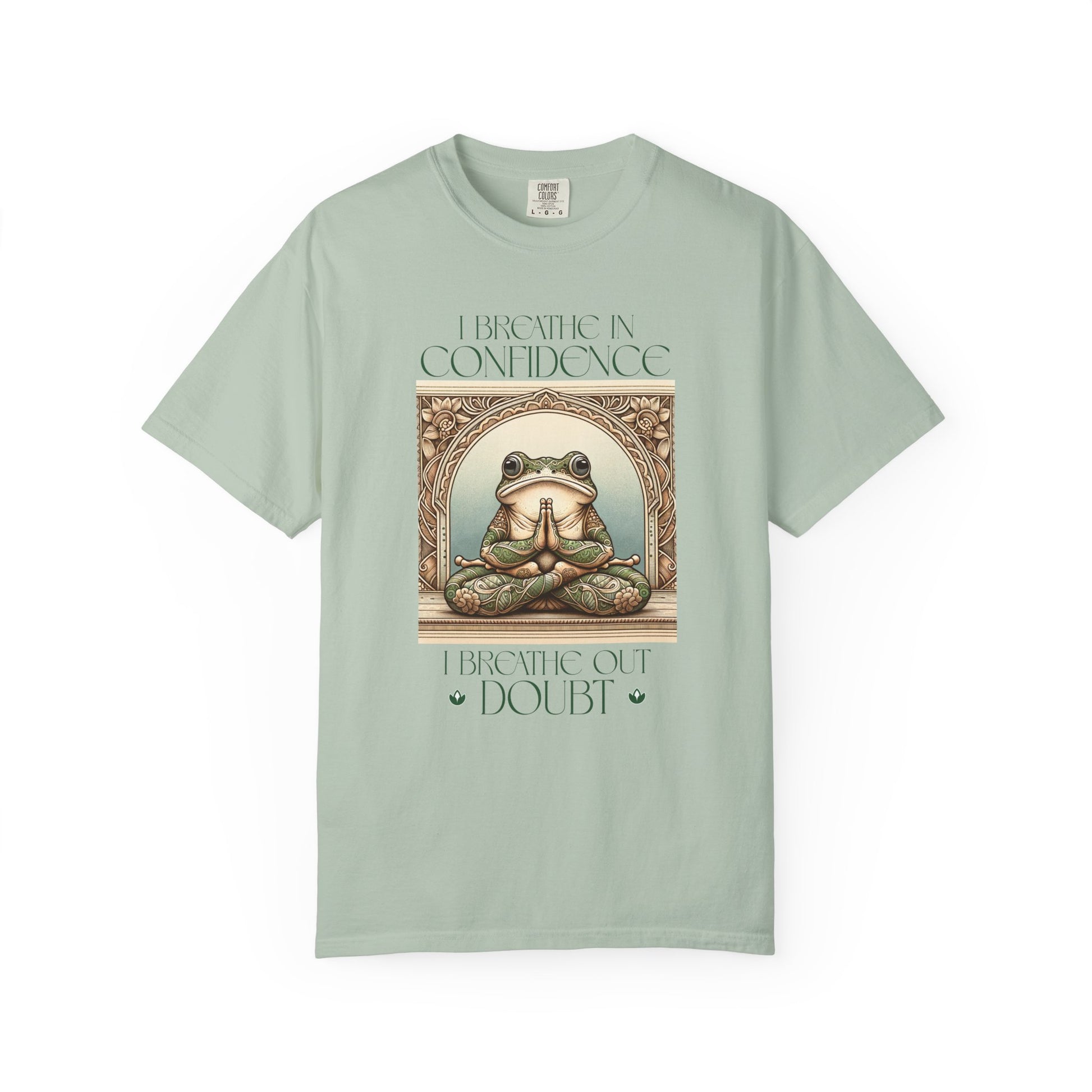 Green Yoga Frog Shirt I Breathe In Confidence And I Breathe Out Doubt Unisex T-Shirt, Casual Wear, Highlander Fan Gift, T-Shirt Printify Bay S