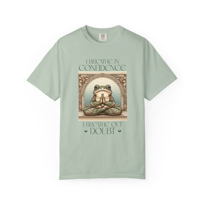 Green Yoga Frog Shirt I Breathe In Confidence And I Breathe Out Doubt Unisex T-Shirt, Casual Wear, Highlander Fan Gift, T-Shirt Printify Bay S