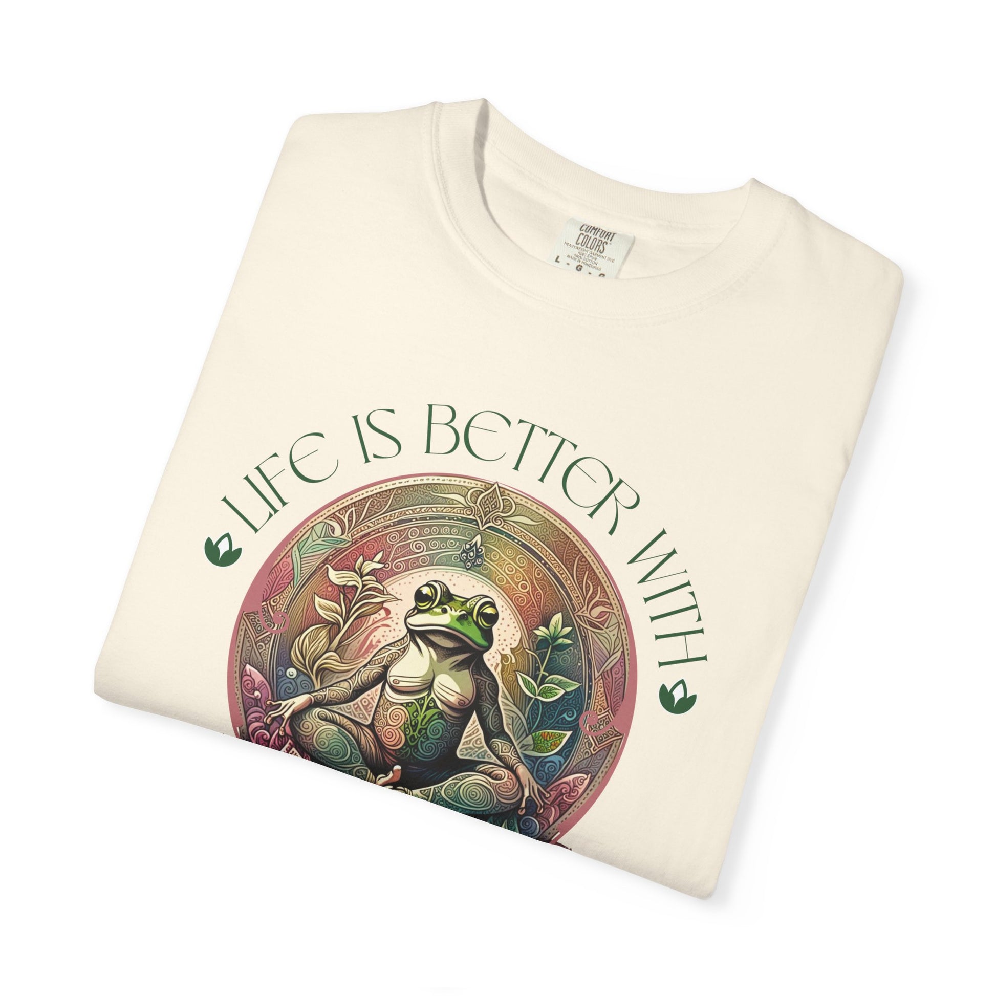Green Yoga Frog Life Is Better With Yoga Unisex T-Shirt, Casual Wear, Highlander Fan Gift, T-Shirt Printify