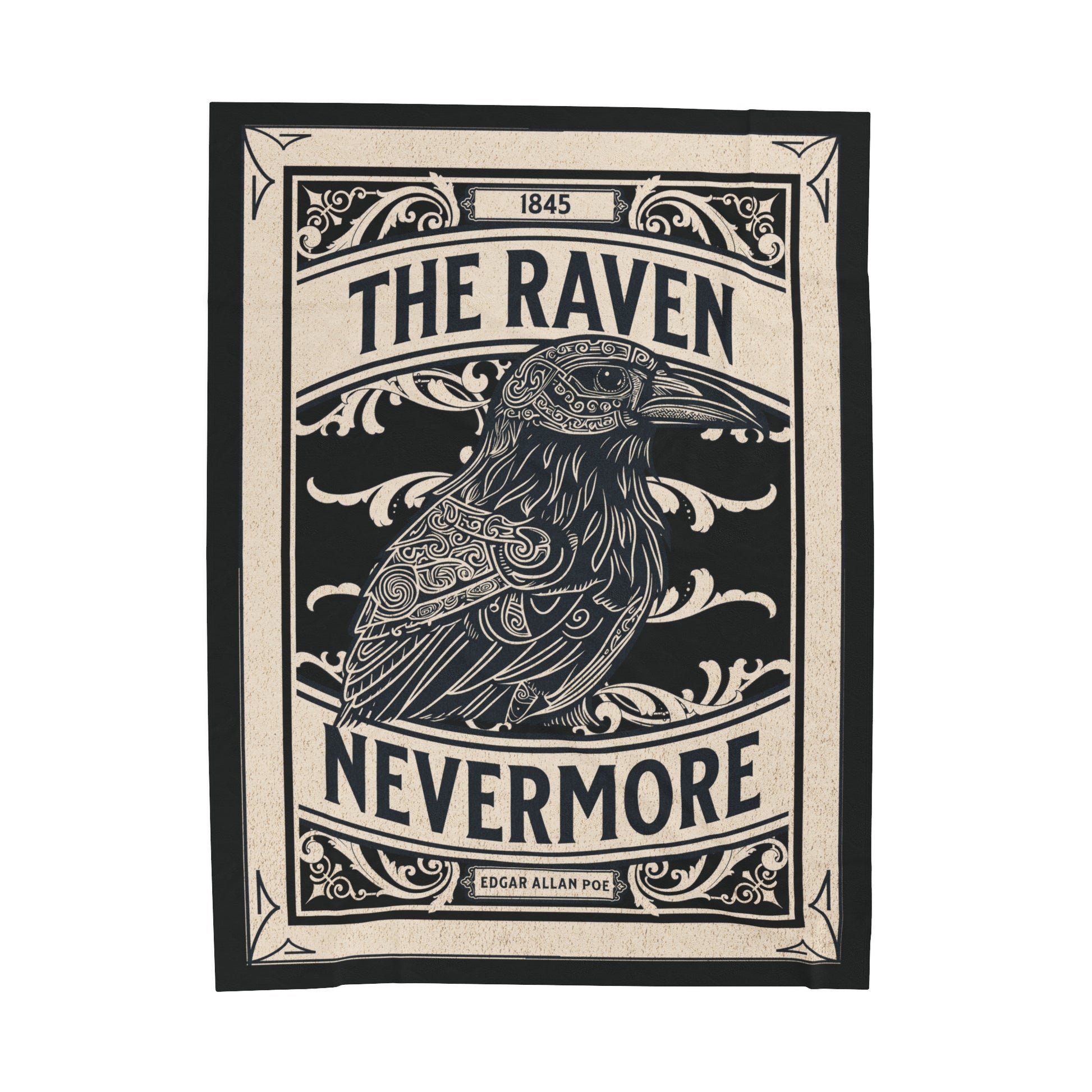 Edgar Allan Poe, Nevermore The Raven Throw Blanket, Book Lover Reading Blanket, Gothic Light, Dark Academia, Horror Movie Watching Blanket All Over Prints Printify 60" × 80"  