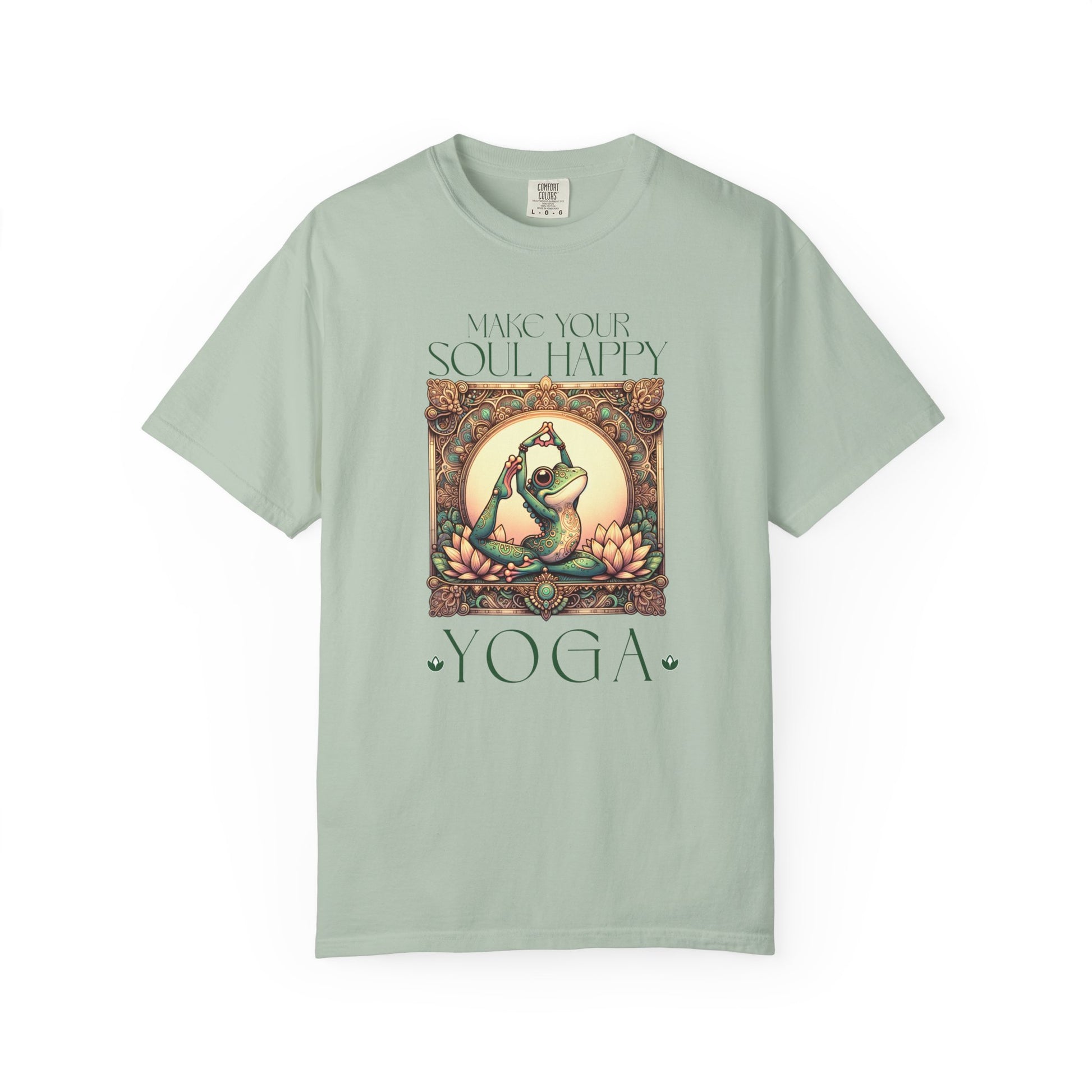 Green Yoga Frog Make Your Soul Happy Unisex T-Shirt, Casual Wear, Highlander Fan Gift, T-Shirt Printify Bay S