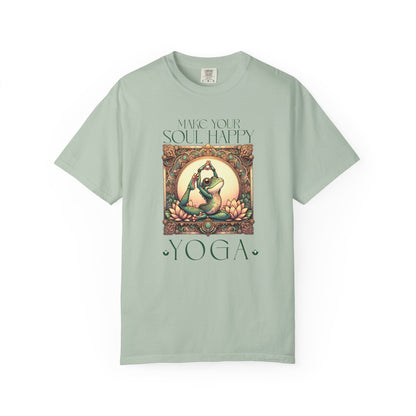 Green Yoga Frog Make Your Soul Happy Unisex T-Shirt, Casual Wear, Highlander Fan Gift, T-Shirt Printify Bay S