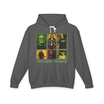 Universal Horrors Unisex Hooded Sweatshirt - Spooky Apparel for Halloween, Horror Fans, Movie Lovers, Cozy Wear, Gift Hoodie Printify S Pepper