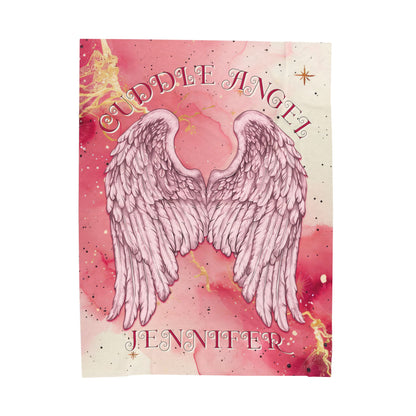 Custom Angel Wings Cuddle Plush Blanket Cozy Throw for Spiritual Gift for Birthday Christmas Gift for Mom or Best Girl Friends Angelic Love All Over Prints Printify 60" × 80"