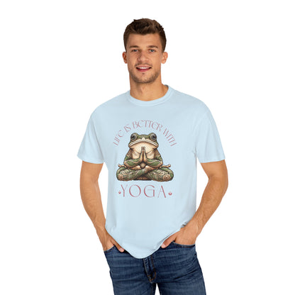 Pink Yoga Frog Life Is Better With Yoga Unisex T-Shirt, Casual Wear, Highlander Fan Gift,