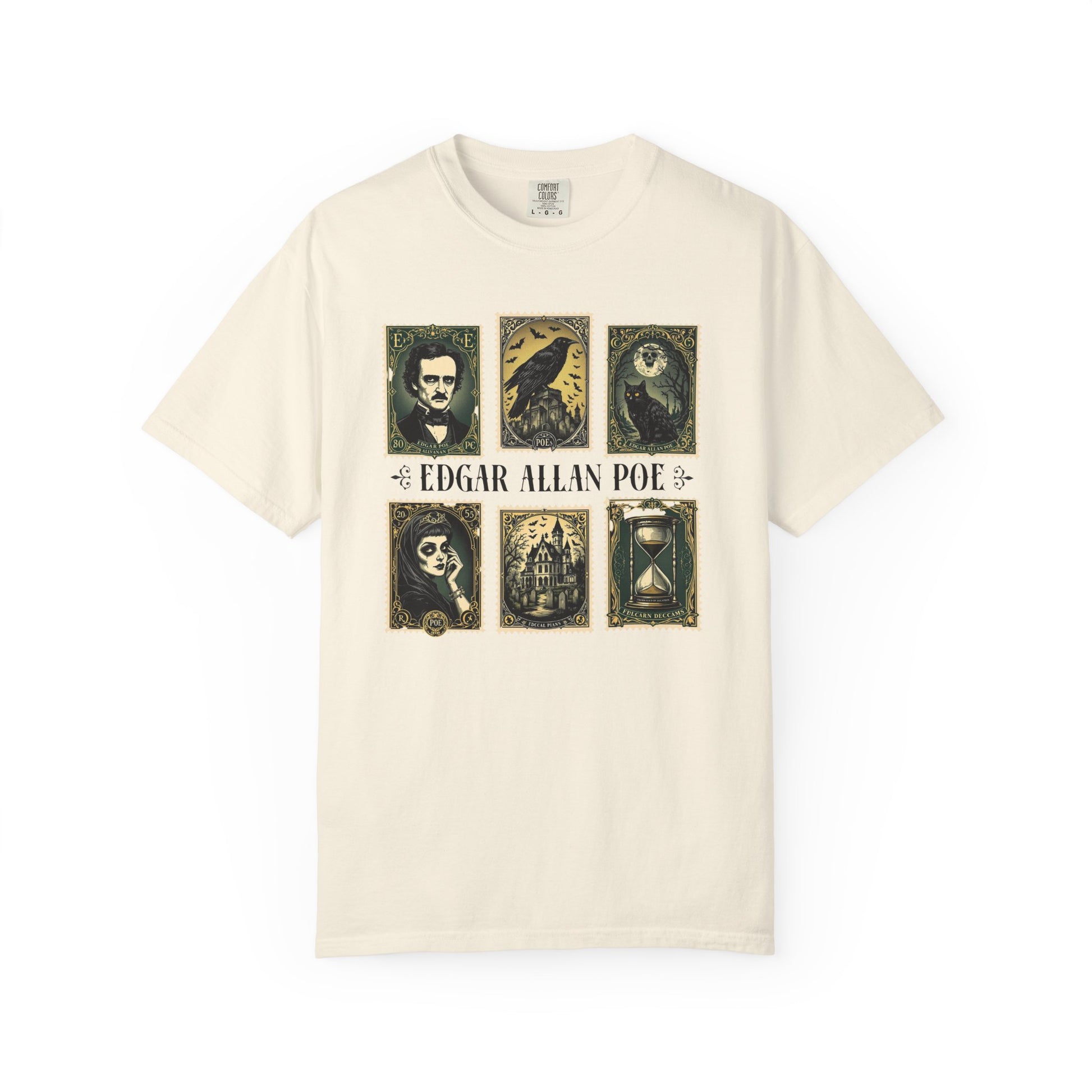 Edgar Allan Poe T-Shirt Gothic Graphic Tee The Raven Nevermore Quote Horror Literature Shirt Dark Academia Aesthetic Halloween Party Gift T-Shirt Printify Ivory S