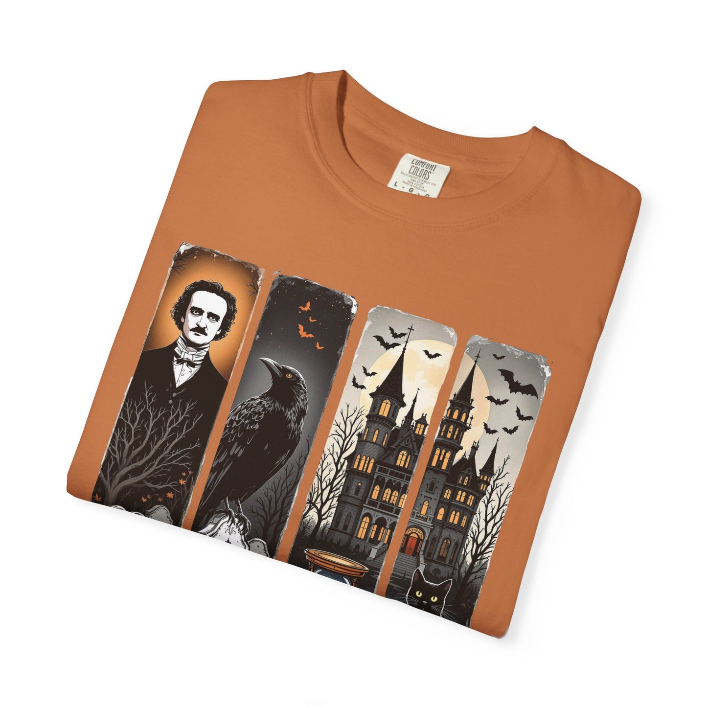 Edgar Allan Poe T-Shirt Gothic Graphic Tee The Raven Nevermore Quote Horror Literature Shirt Dark Academia Aesthetic Halloween Party Gift