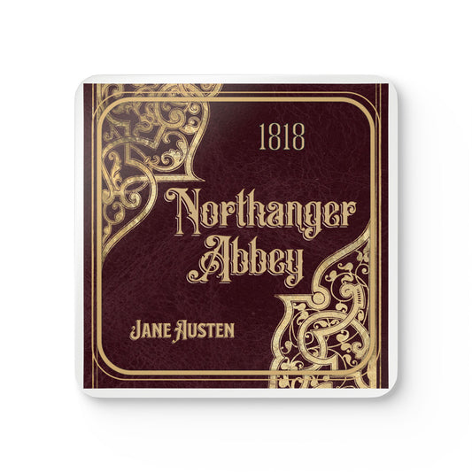 Jane Austen Coffee Mug Coasters, Northanger Abbey Historical Romance Home Decor, Bookish Bookclub Literary Set of 4 Fan Art Gifts for Her, Home Decor Printify   