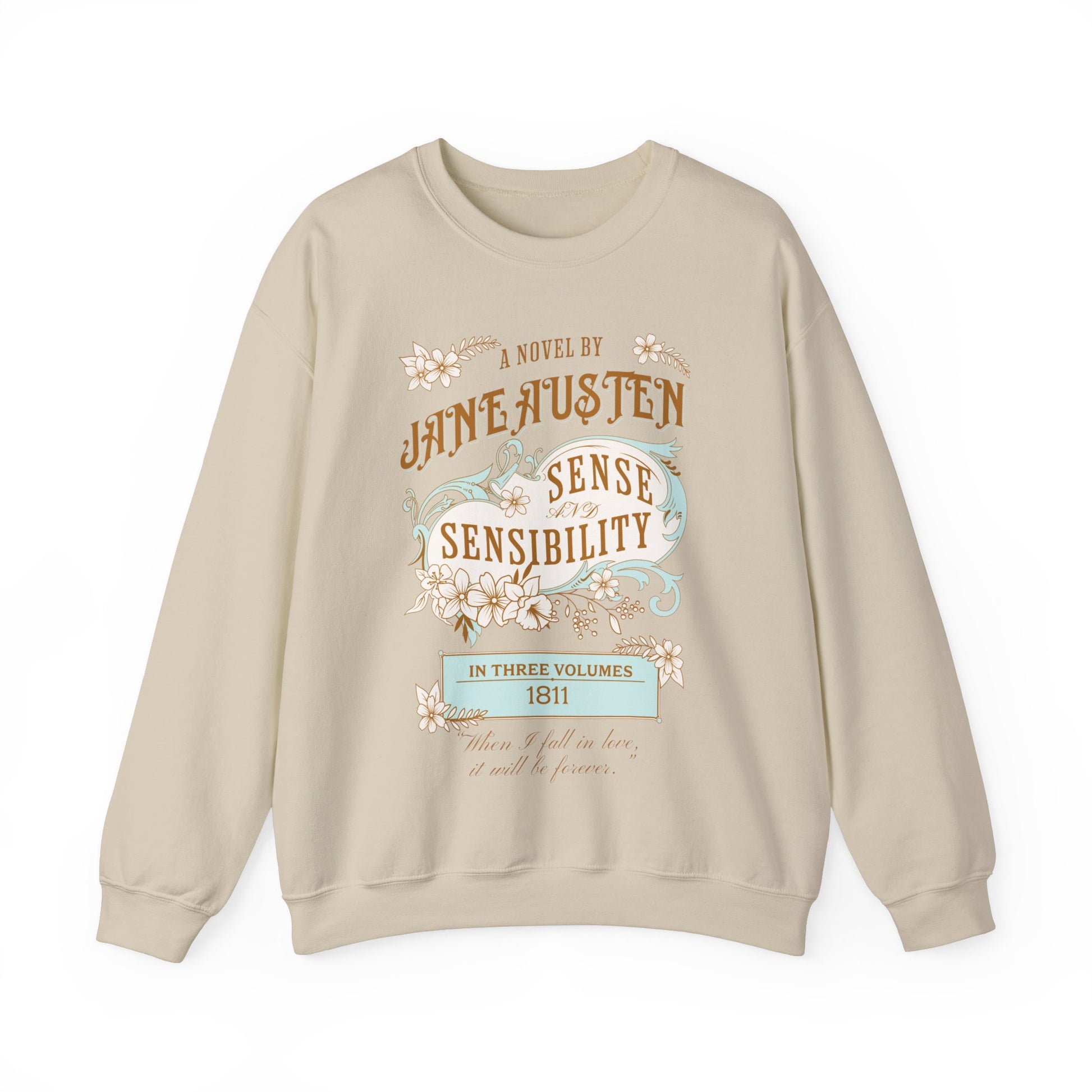 Jane Austen Sweatshirt, Sense & Sensibility Historical Romance Sweater, Bookish Literary Jane Austen Fan Art Gift, Gift for Her, Readers, Sweatshirt Printify S Sand 