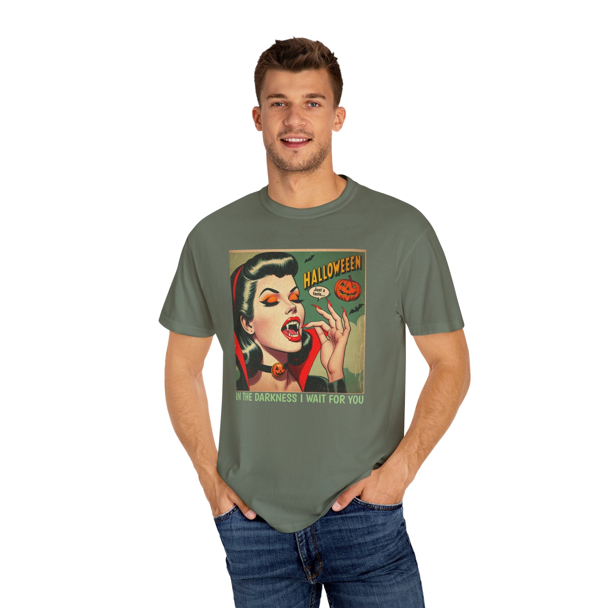 Vampire Retro Comic TShirt Dark Romance Gift Vampire Lovers Shirt Halloween Party Gift For Her Paranormal Vintage Comic Book Reader Goth Tee T-Shirt Printify   