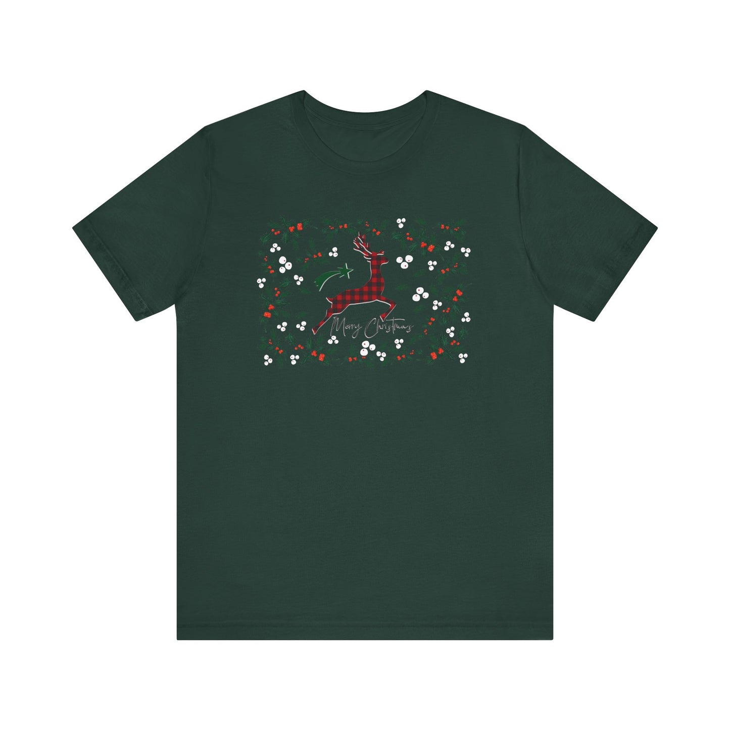 Merry Christmas Plaid Reindeer Shirt, Country Reindeer Shirt, Christmas Family Shirt, Christmas Shirt, Merry Christmas Shirt, Christmas Gift T-Shirt Printify Forest XS 