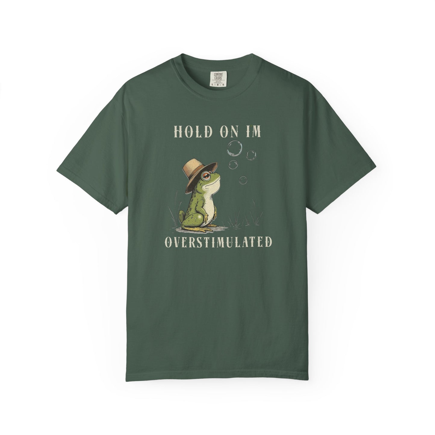 Overstimulated Frog T-Shirt Retro Fun Froggy Meme Shirt Vintage Frog And Toad Aesthetic Frog Lover Gift For Her Birthday Viral Trendy Shirt T-Shirt Printify Blue Spruce S