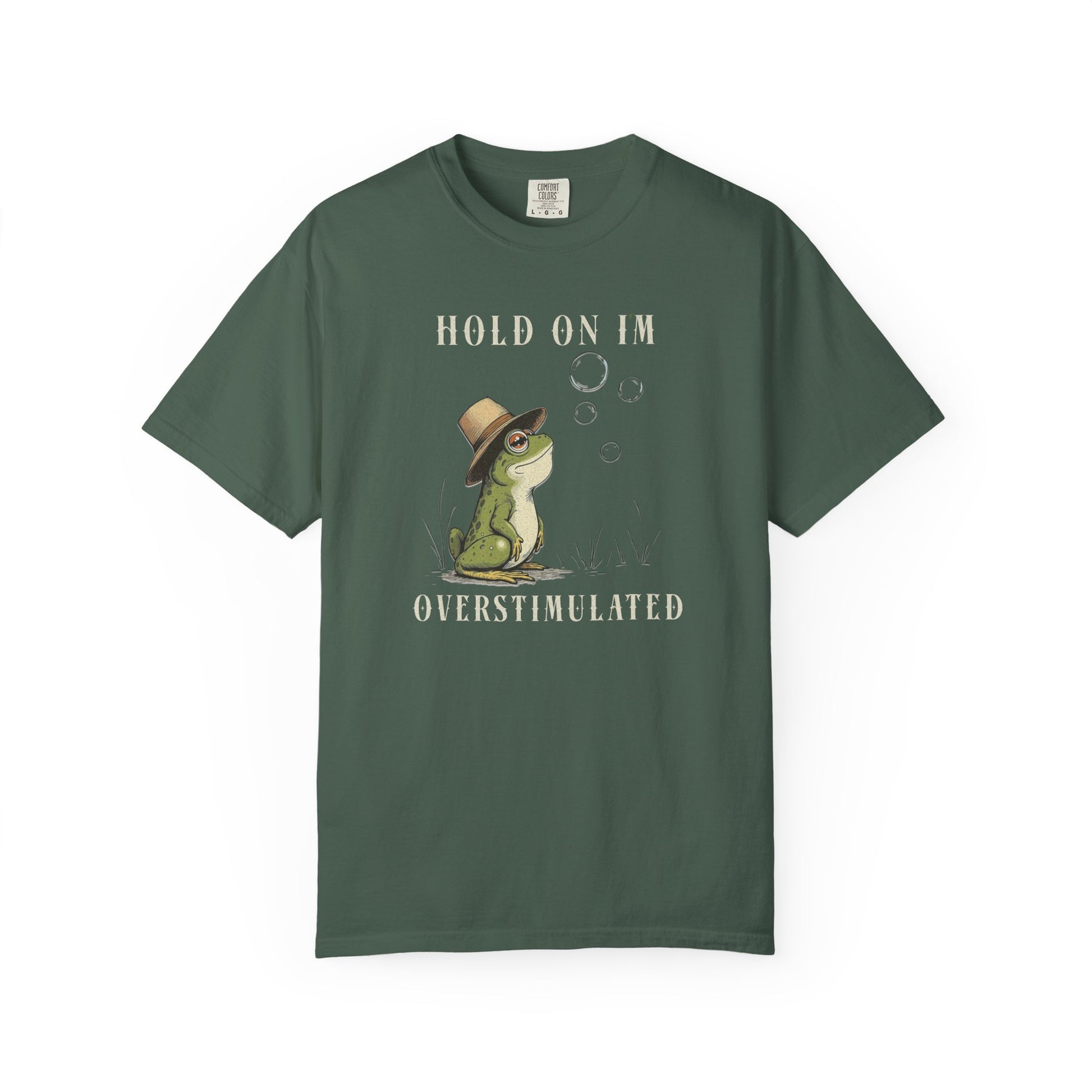 Overstimulated Frog T-Shirt Retro Fun Froggy Meme Shirt Vintage Frog And Toad Aesthetic Frog Lover Gift For Her Birthday Viral Trendy Shirt T-Shirt Printify Blue Spruce S