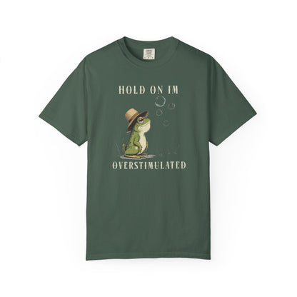 Overstimulated Frog T-Shirt Retro Fun Froggy Meme Shirt Vintage Frog And Toad Aesthetic Frog Lover Gift For Her Birthday Viral Trendy Shirt T-Shirt Printify Blue Spruce S
