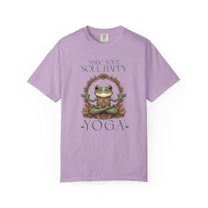 Green Yoga Frog Make Your Soul Happy Unisex T-Shirt, Casual Wear, Highlander Fan Gift, T-Shirt Printify Orchid S