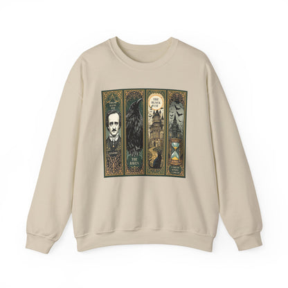 Edgar Allan Poe Sweatshirt The Raven Nevermore Gothic Horror Sweater Dark Academia Macabre Halloween Gift for Book Lovers Birthday Christmas Sweatshirt Printify Sand S