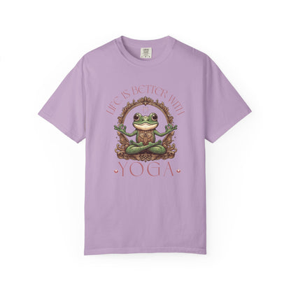 Yoga Frog Life Is Better With Yoga Unisex T-Shirt, Casual Wear, Highlander Fan Gift, T-Shirt Printify Orchid S