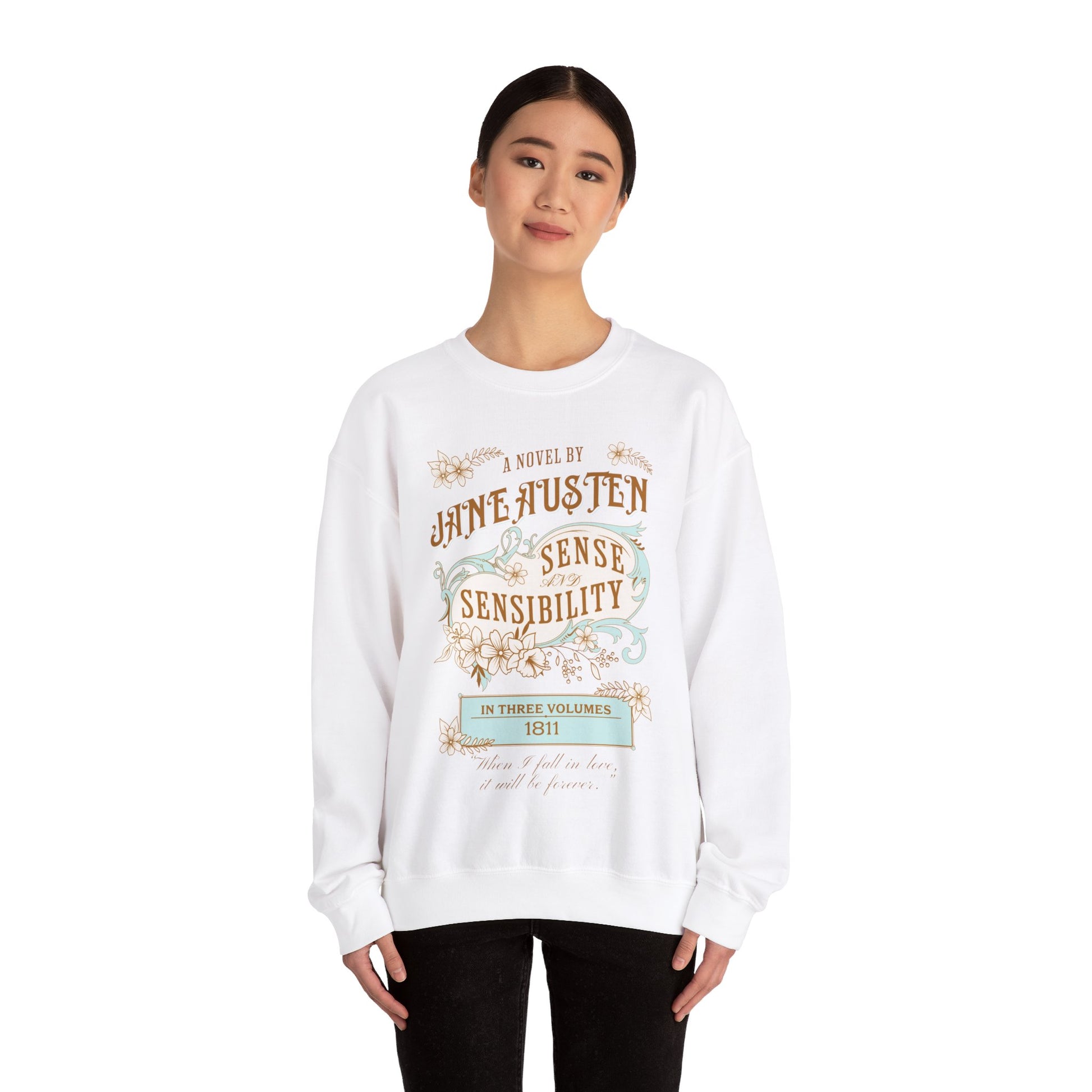 Jane Austen Sweatshirt, Sense & Sensibility Historical Romance Sweater, Bookish Literary Jane Austen Fan Art Gift, Gift for Her, Readers, Sweatshirt Printify   