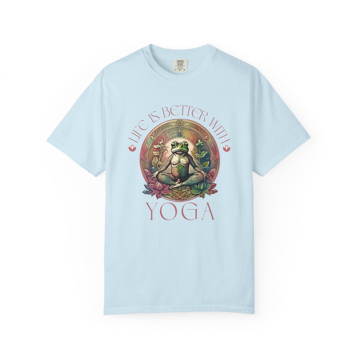Yoga Frog Life Is Better With Yoga Unisex T-Shirt, Casual Wear, Highlander Fan Gift, T-Shirt Printify Chambray S