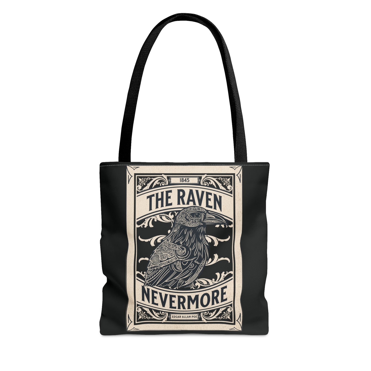 Edgar Allan Poe Tote Bag, The Raven Nevermore Shoulder Bag, Book, Library, Grocery, Travel Bag, Dark Academia, Bookish, Bookclub Gift, Bags Printify Small  