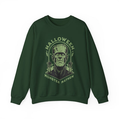 Vintage Halloween Frankenstein Monster Graphic Sweatshirt, Creepy Spooky Book Lover Gift, Horror Movie, Fall Festival Party Sweater. Sweatshirt Printify S Forest Green 