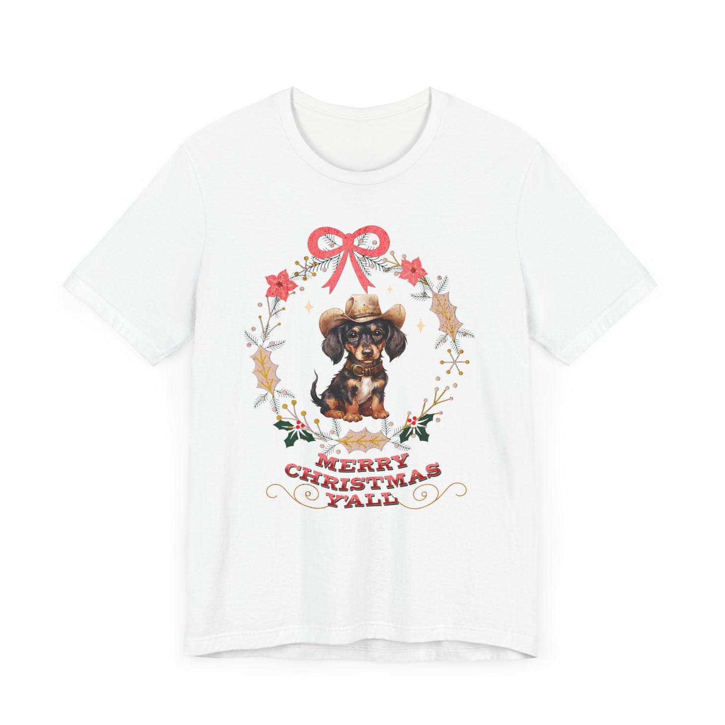 Western Dachshund Wiener Christmas Shirt, Dachshund Lover Gift, Cowgirl Country Southern Rodeo Christmas Shirt, Animal Lover, Farm Life Gift T-Shirt Printify   