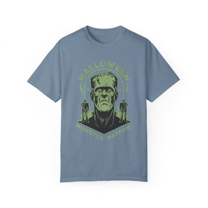 Vintage Halloween Frankenstein Monster Graphic Tee, Creepy Spooky Book Lover Gift, Horror Movie, Fall Festival Party Comfort Colors T Shirt. T-Shirt Printify Ice Blue S 