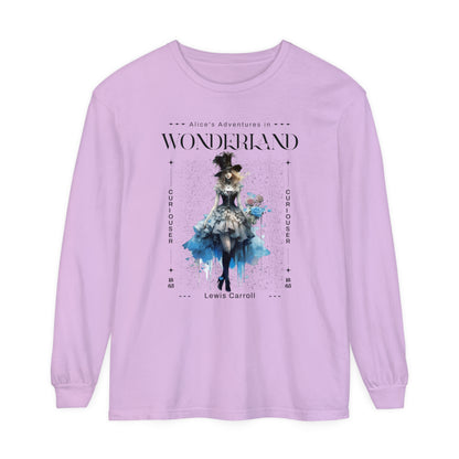 Alice In Wonderland Long Sleeve Shirt, Lewis Carroll Whimsigoth Streetwear Academia TShirt, Mad Hatter's Tea Party Tee Bookish Booktok Gift Long-sleeve Printify Orchid S 