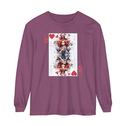 Queen of Hearts Long Sleeve Shirt Alice In Wonderland Lewis Carroll Whimsigoth Academia TShirt Mad Hatter Tea Party Tee Bookish Booktok Gift Long-sleeve Printify Berry S 