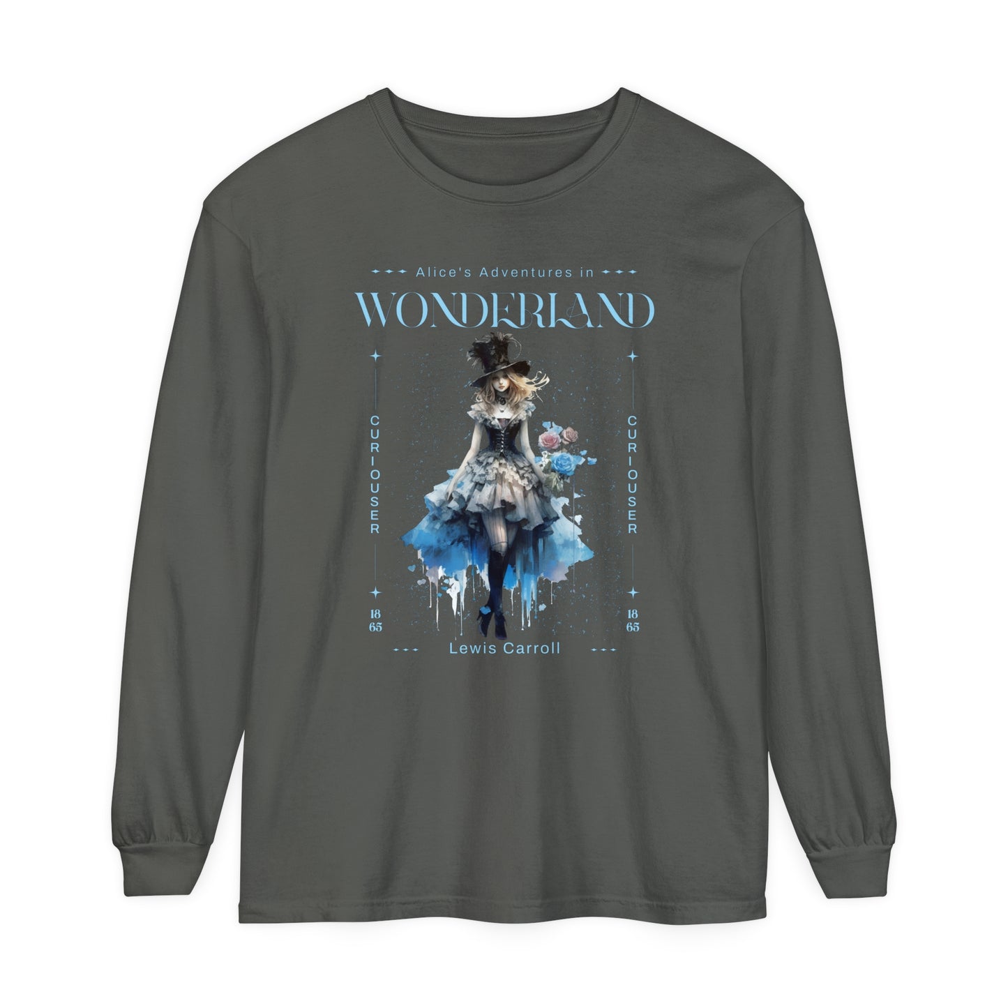 Alice In Wonderland Long Sleeve Shirt, Lewis Carroll Whimsigoth Streetwear Academia TShirt, Mad Hatter's Tea Party Tee Bookish Booktok Gift Long-sleeve Printify Pepper S 