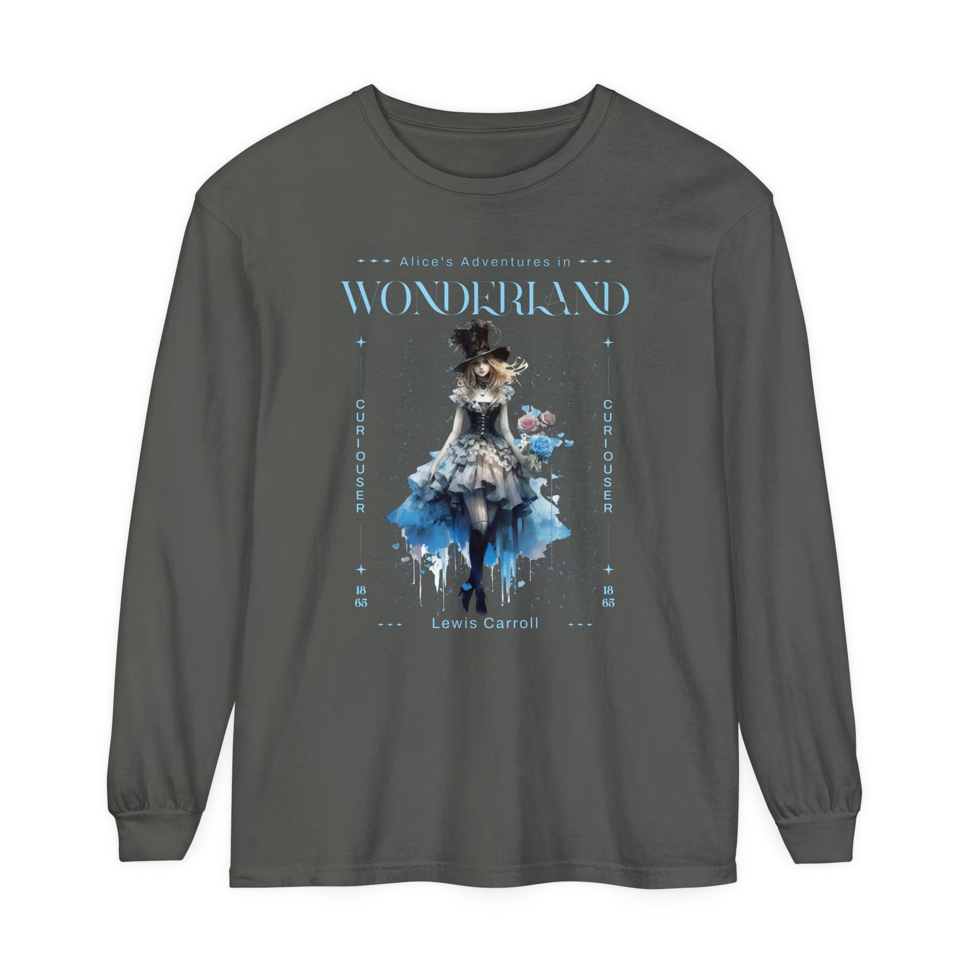 Alice In Wonderland Long Sleeve Shirt, Lewis Carroll Whimsigoth Streetwear Academia TShirt, Mad Hatter's Tea Party Tee Bookish Booktok Gift Long-sleeve Printify Pepper S 