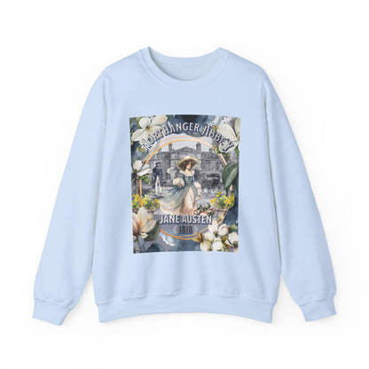 Jane Austen Sweatshirt, Northanger Abbey Historical Romance Sweater, Bookish Literary Jane Austen Fan Art Gift, Gift for Her, Bookclub Shirt Sweatshirt Printify S Light Blue 