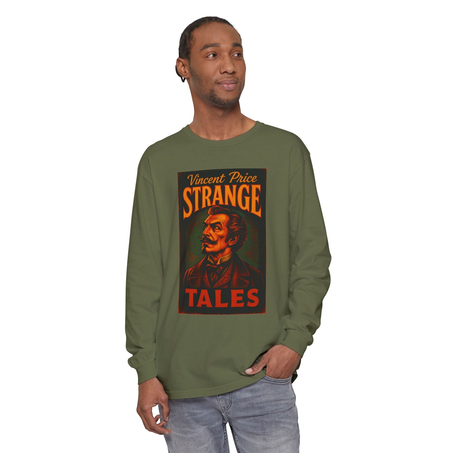 Vincent Price Strange Tales Long Sleeve T-Shirt, Vintage Horror Tee, Gothic Apparel, Halloween Costume, Retro Graphic Shirt Long-sleeve Printify